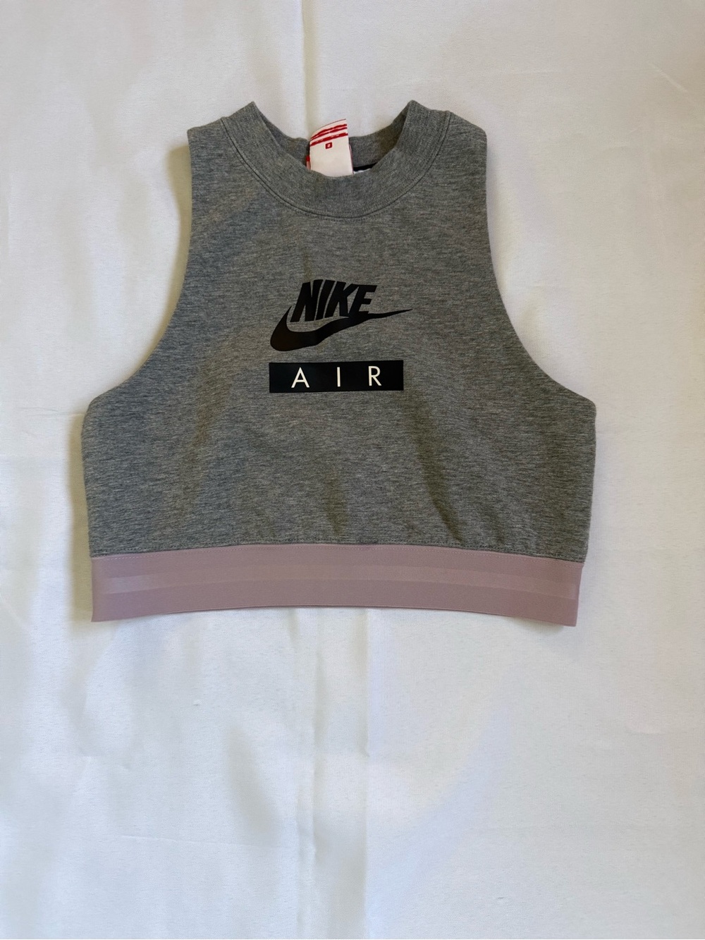 Nike Grey Crop Tank with Mauve Hem